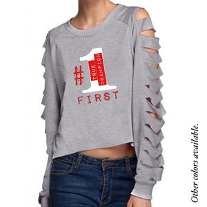 Grey First Hi Lo Crop Top